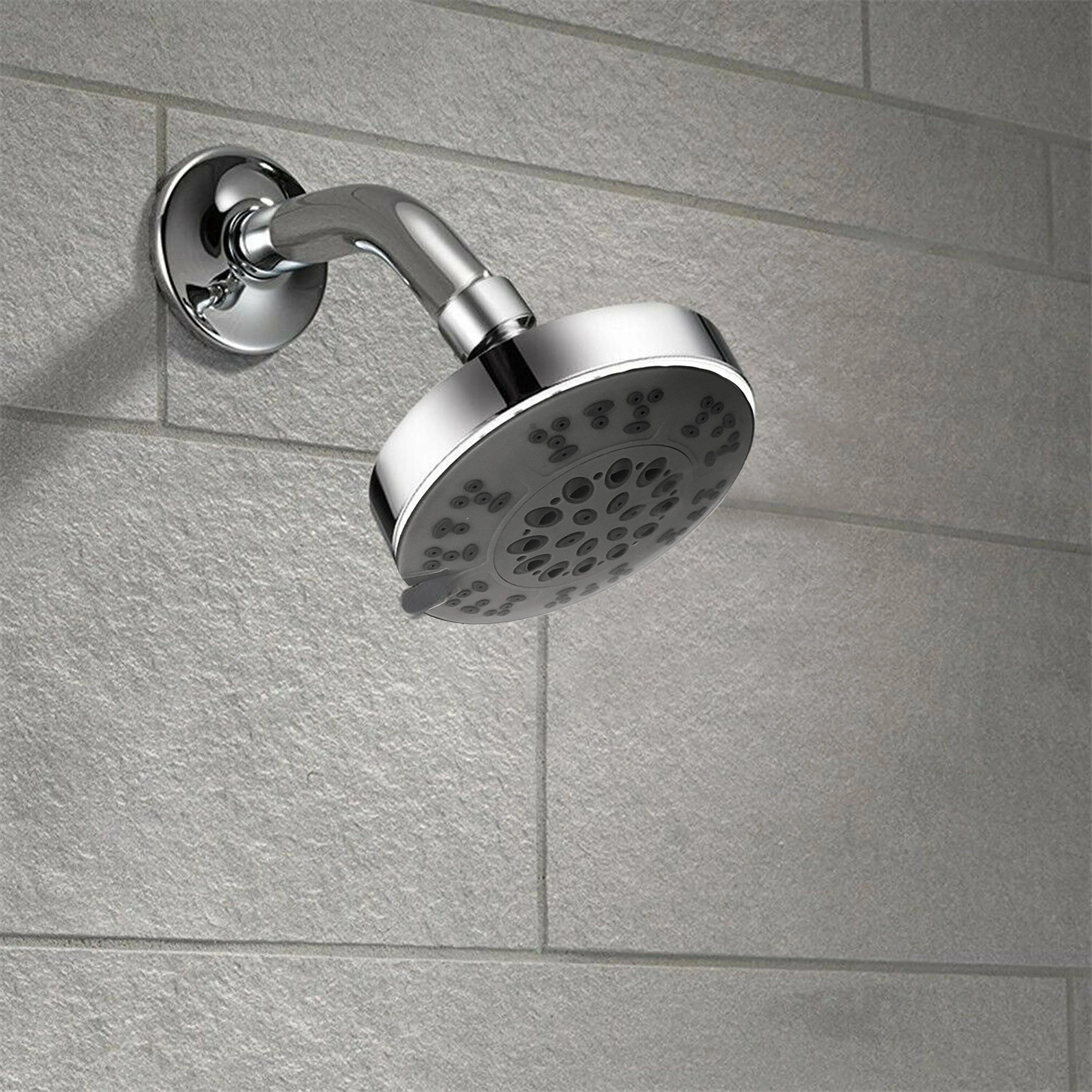 1 Multi Function Shower Head Nozzle 5 Settings Plastic Silver Showerhead Bath 4"
