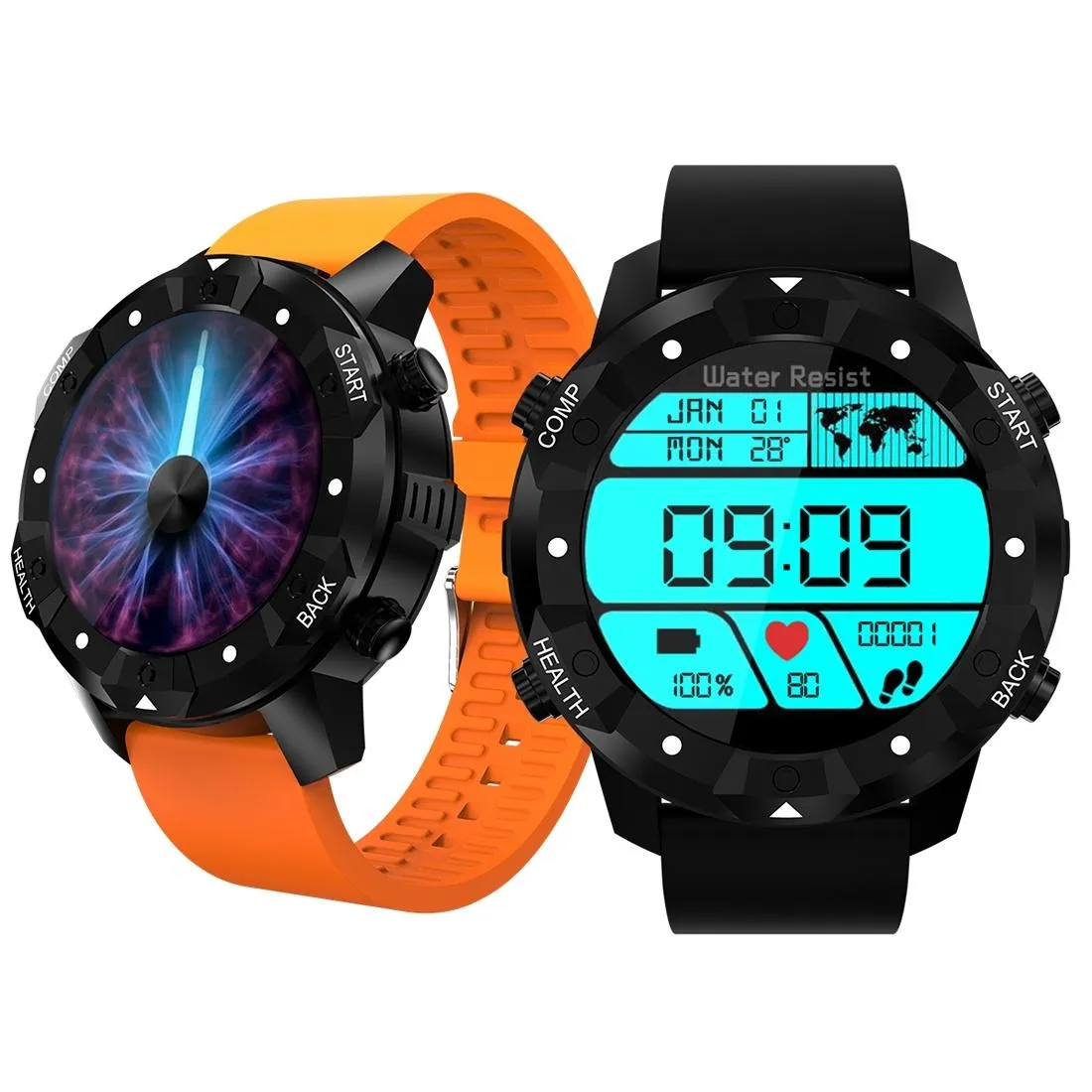 1.39 Inch Oled Screen Display Bluetooth Smart Watch Ip67 Waterproof Support Compass / Heart Rate Monitor / Sim Card / Gps Navigation Compatible With Android And Ios Phones Orange