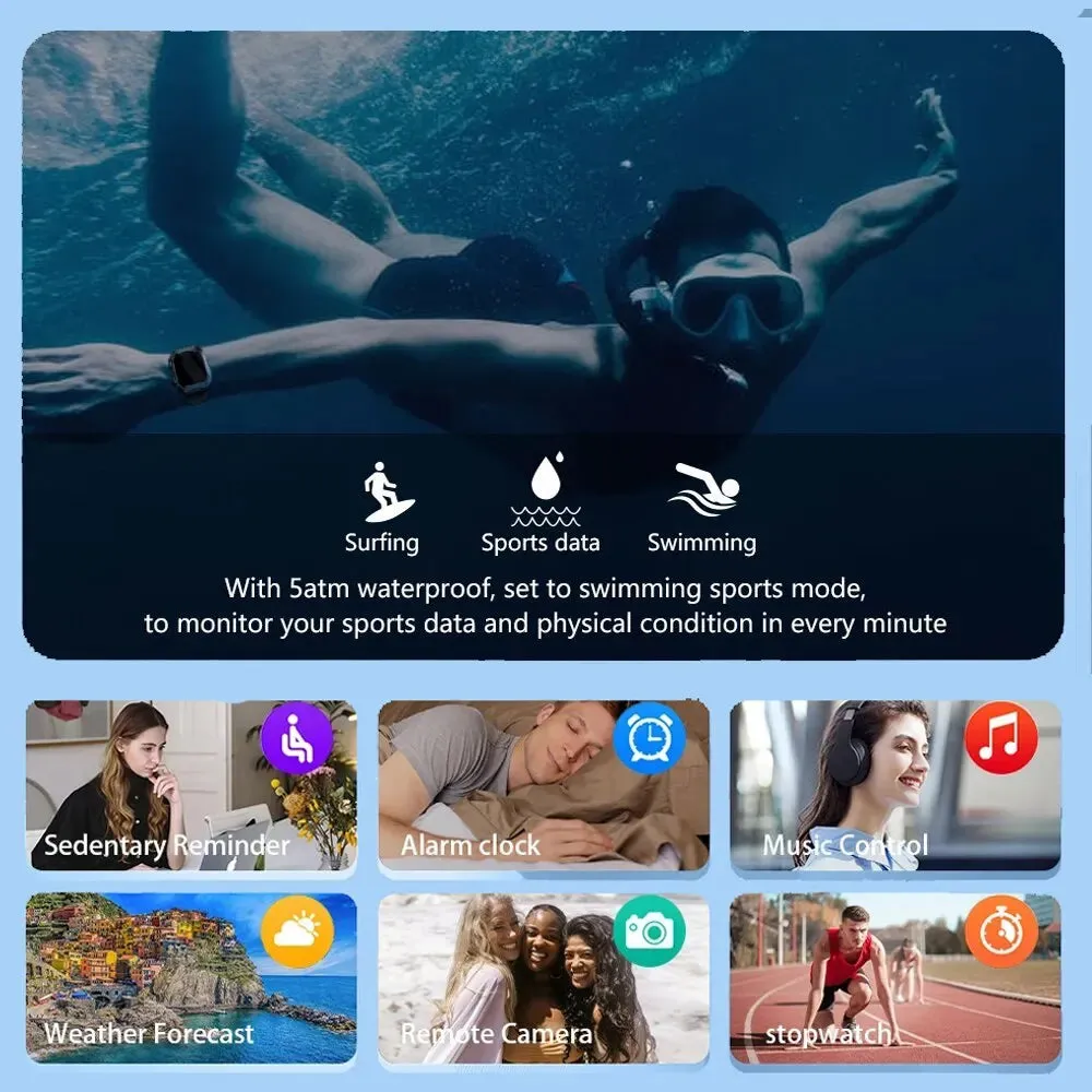 1.69 Hd Screen Smartwatch for Men Tooth Fitness Waterproof
