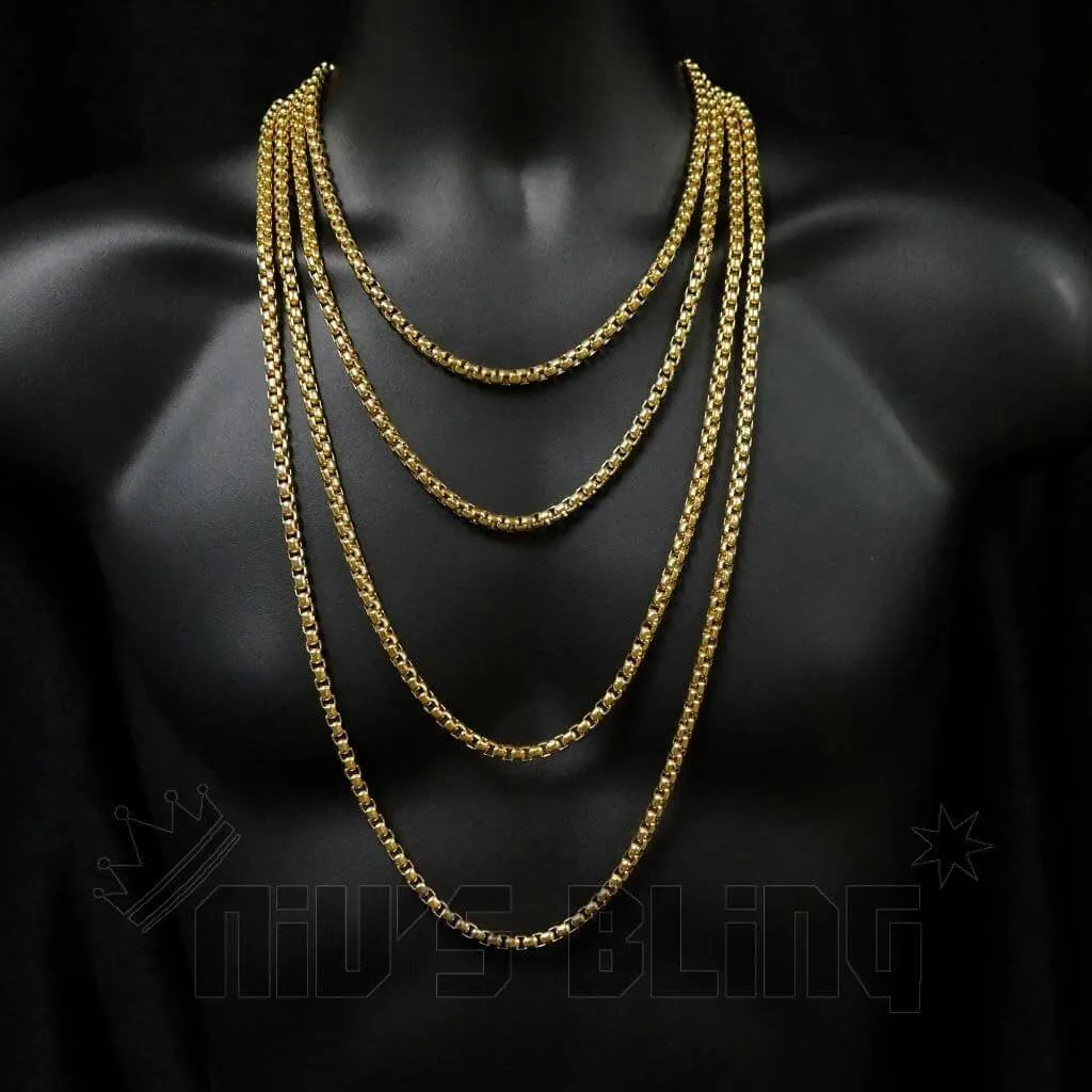 18K Gold Round Box Chain