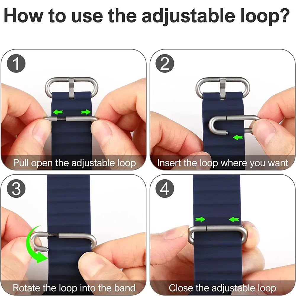 20MM OCEAN LOOP SILICON STRAPS FOR SAMSUNG WATCH 6, ACTIVE 2, WATCH 4, WATCH 5, WATCH 4 CLASSIC, WATCH ACTIVE, WATCH 3 (41MM)