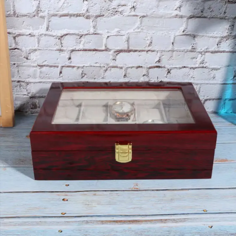 26.5 X 8.2 X 20Cm 10 Grid Wooden Watch Display Organizer Box