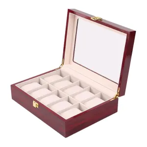 26.5 X 8.2 X 20Cm 10 Grid Wooden Watch Display Organizer Box