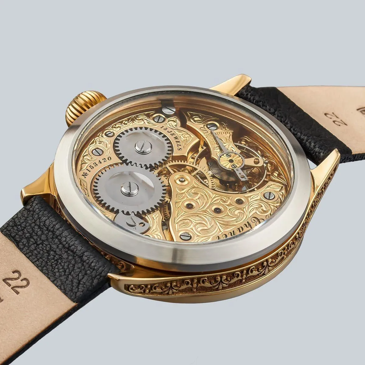 45mm Silver Dial Nubuk Leather Band Wristwatch With Antique/vintage Chanel Pocket Watch Arranged