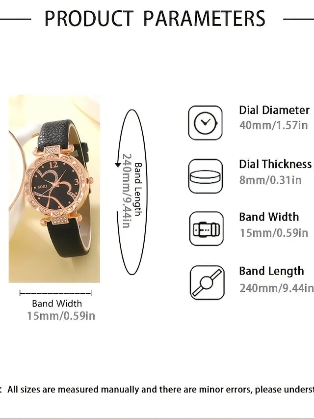 5PCs Set Fashion Women Quartz Watch With Bracelet Set Luxury Fancy Women Quartz Watches Jewelry Sophisticated Stylish Casual Ladies Watch Clock Gift