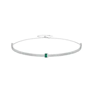 925 Sterling Silver Elegant Emerald Necklace Retro Braided Silver Neck Chain for Women Birthday Gift Fine Jewelry