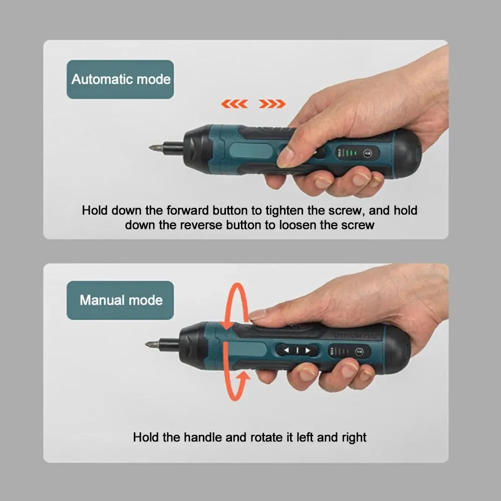Adjustable Cordless Screwdriver Rechargeable 1300mah Battery Multi Function Repair Tool
