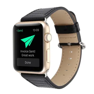 Apple Watch Band Carbon Fiber Leather Replacement Strap For Apple Watches - 4DS-047RWB