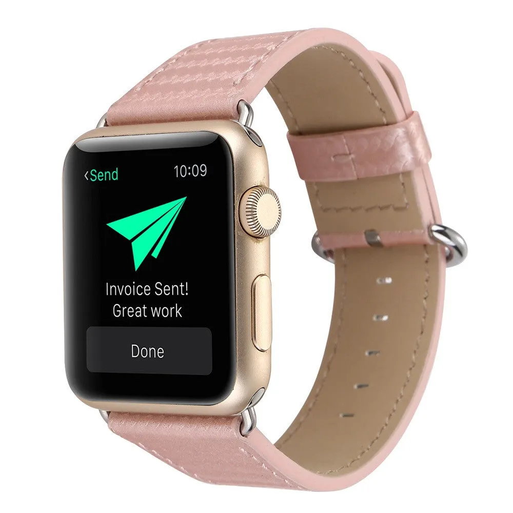 Apple Watch Band Carbon Fiber Leather Replacement Strap For Apple Watches - 4DS-047RWB