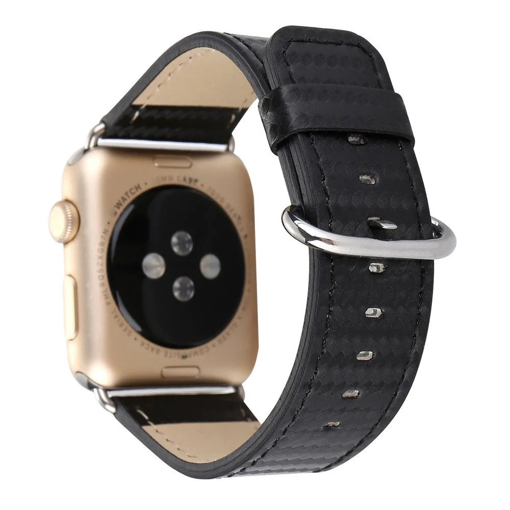 Apple Watch Band Carbon Fiber Leather Replacement Strap For Apple Watches - 4DS-047RWB