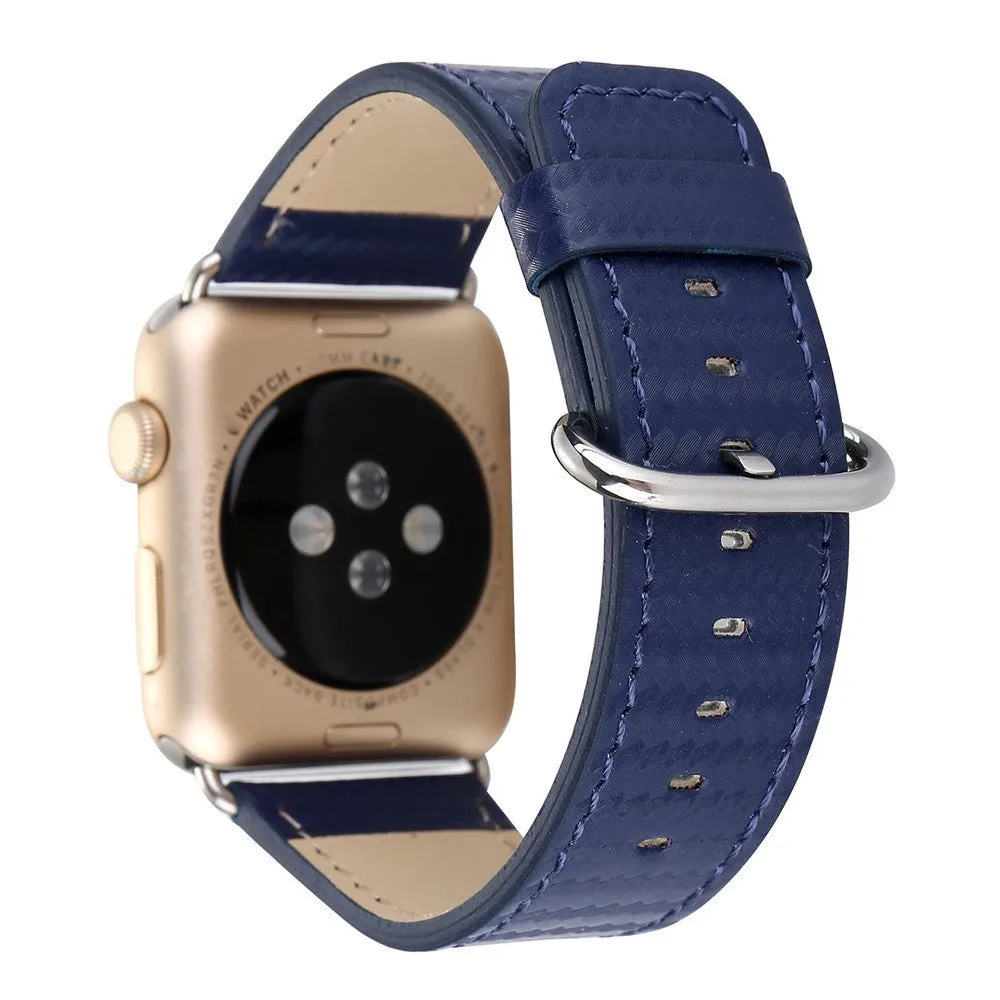Apple Watch Band Carbon Fiber Leather Replacement Strap For Apple Watches - 4DS-047RWB