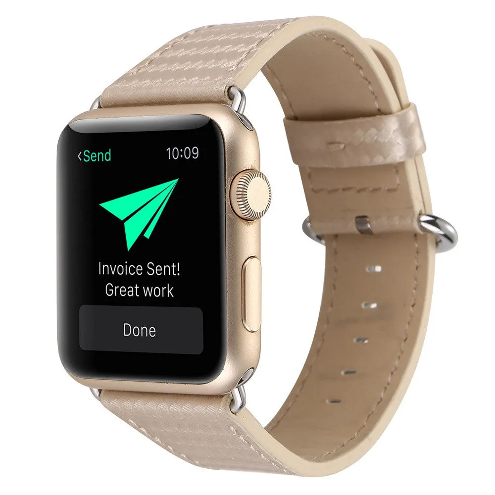 Apple Watch Band Carbon Fiber Leather Replacement Strap For Apple Watches - 4DS-047RWB