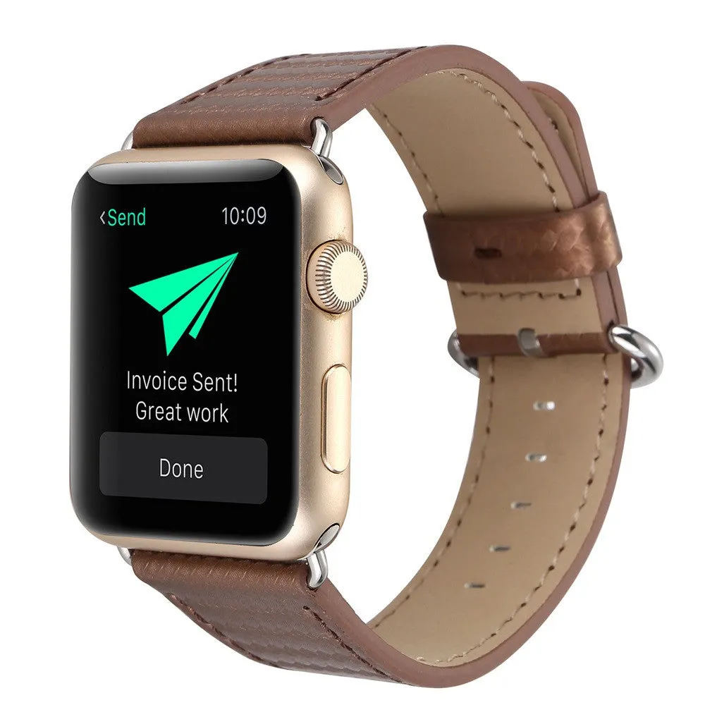 Apple Watch Band Carbon Fiber Leather Replacement Strap For Apple Watches - 4DS-047RWB