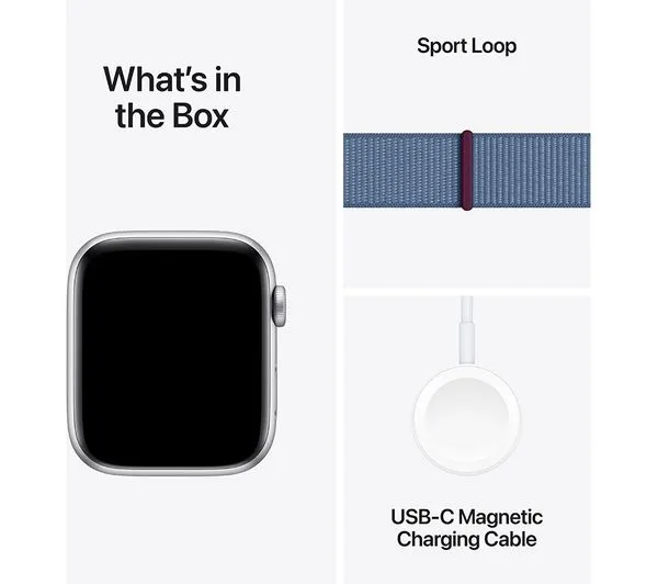 APPLE Watch SE (2023) - 44 mm Silver Aluminium Case with Winter Blue Sport Loop - Pristine