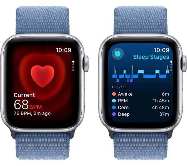 APPLE Watch SE (2023) - 44 mm Silver Aluminium Case with Winter Blue Sport Loop - Pristine