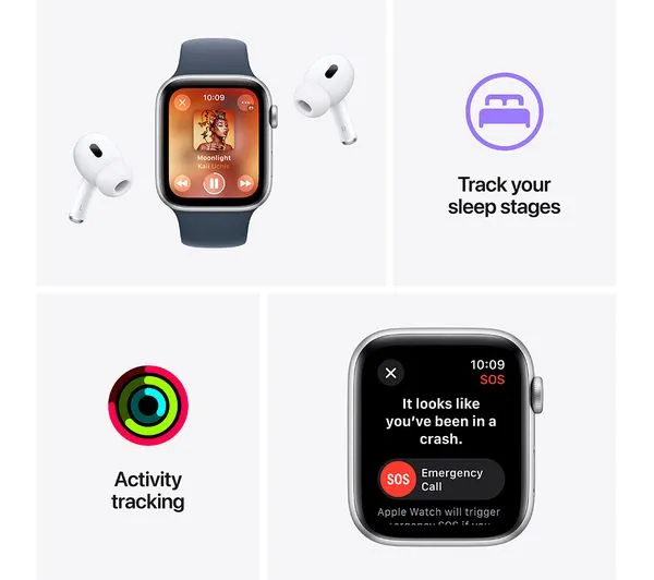 APPLE Watch SE (2023) - 44 mm Silver Aluminium Case with Winter Blue Sport Loop - Pristine