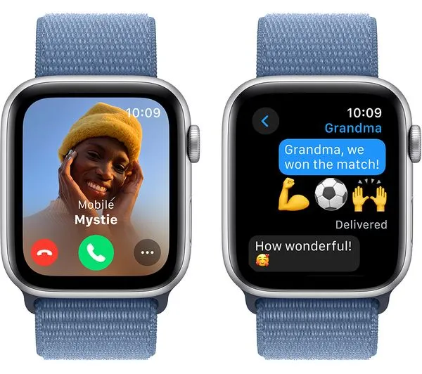 APPLE Watch SE (2023) - 44 mm Silver Aluminium Case with Winter Blue Sport Loop - Pristine