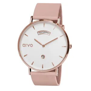 Arvo Awristacrat Watch - Rose - Blush Leather by Arvo