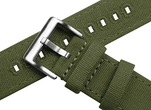 BARTON WATCH BANDS Canvas Quick Release Watch Band Strap, Army Green, 18mm
