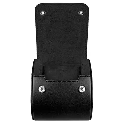 BARTON WATCH BANDS, Watch Roll - Black Recycled Leather Watch Travel Case & Watch Band Storage - 1 Watch Case