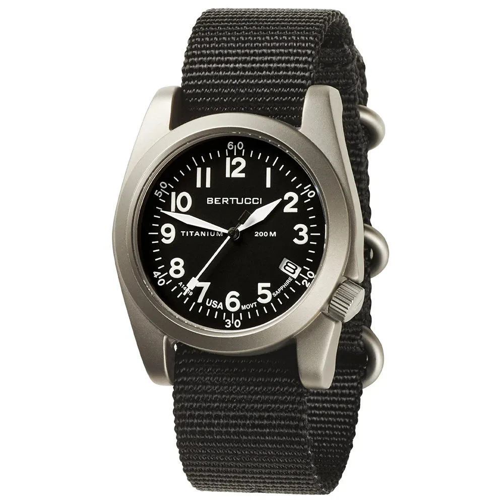 Bertucci A-11T Americana Mens Black Nylon Band Black Quartz Dial Watch - 13330