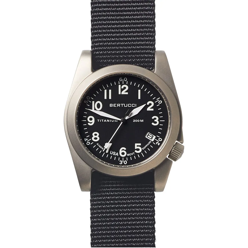 Bertucci A-11T Americana Mens Black Nylon Band Black Quartz Dial Watch - 13330