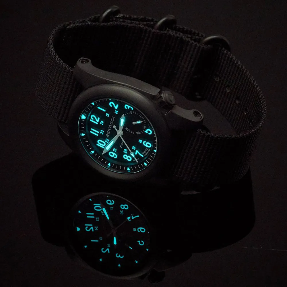 Bertucci A-2S Ballista Mens Defender Drab Nylon Band Matte Black Quartz Dial Watch - 11085