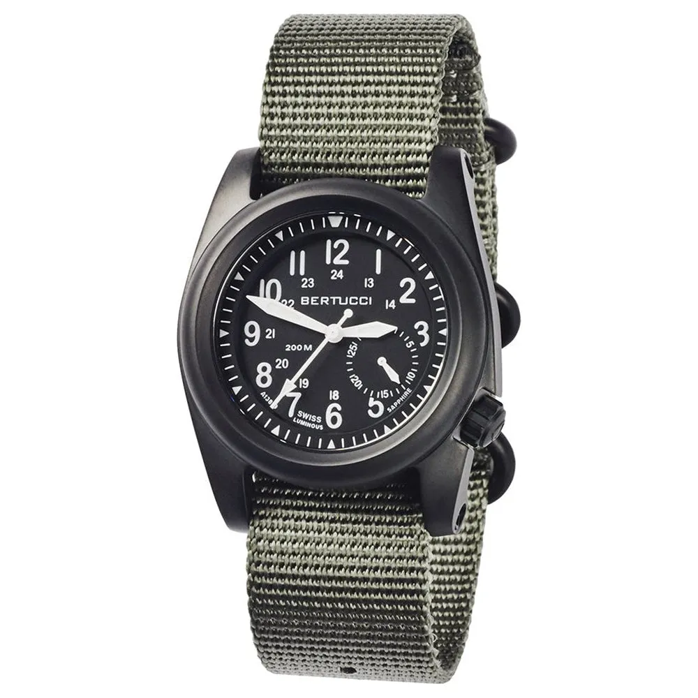 Bertucci A-2S Ballista Mens Defender Drab Nylon Band Matte Black Quartz Dial Watch - 11085