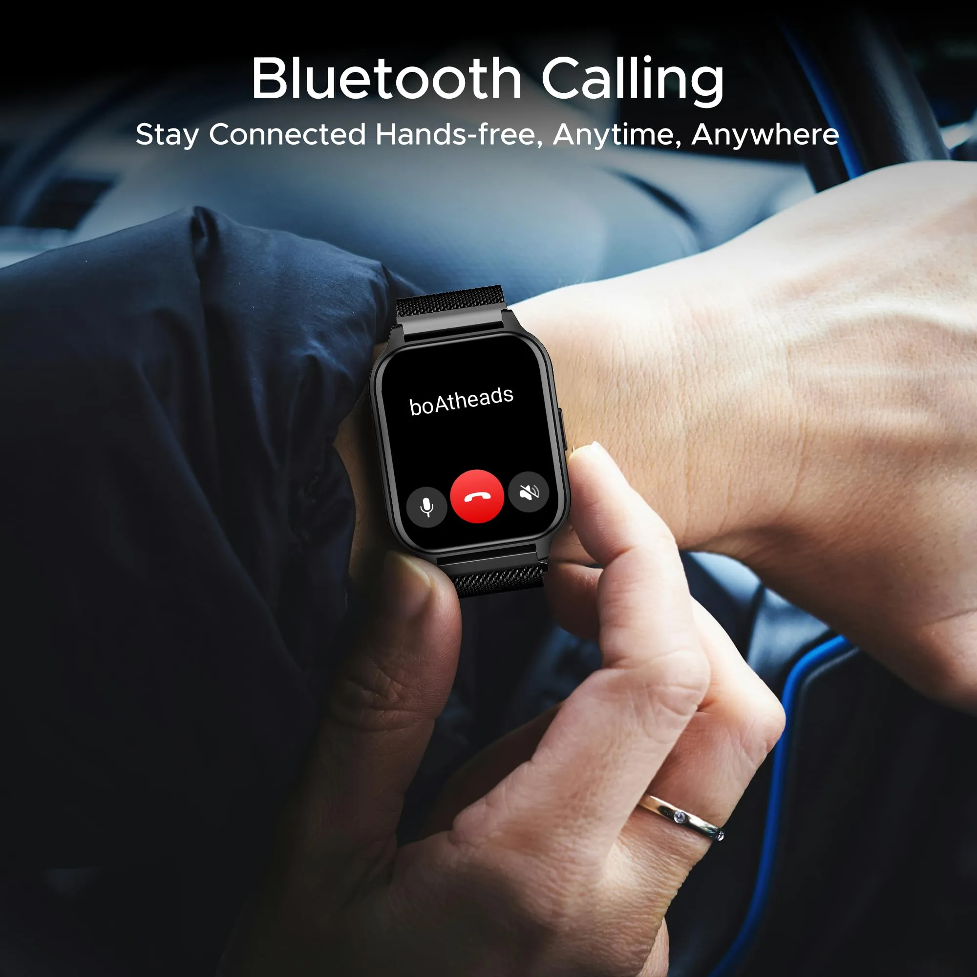 boAt Newly Launched Wave Call 2 Plus Smart Watch w/Bilingual Support (Hindi/English), 1.96”(4.97 cm) HD Display, BT Calling, 100 Sports Modes, Animated Watch Faces, Voice Assistant(Metal Black)