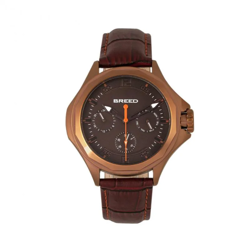Breed Tempe Leather-Band Watch w/Day/Date