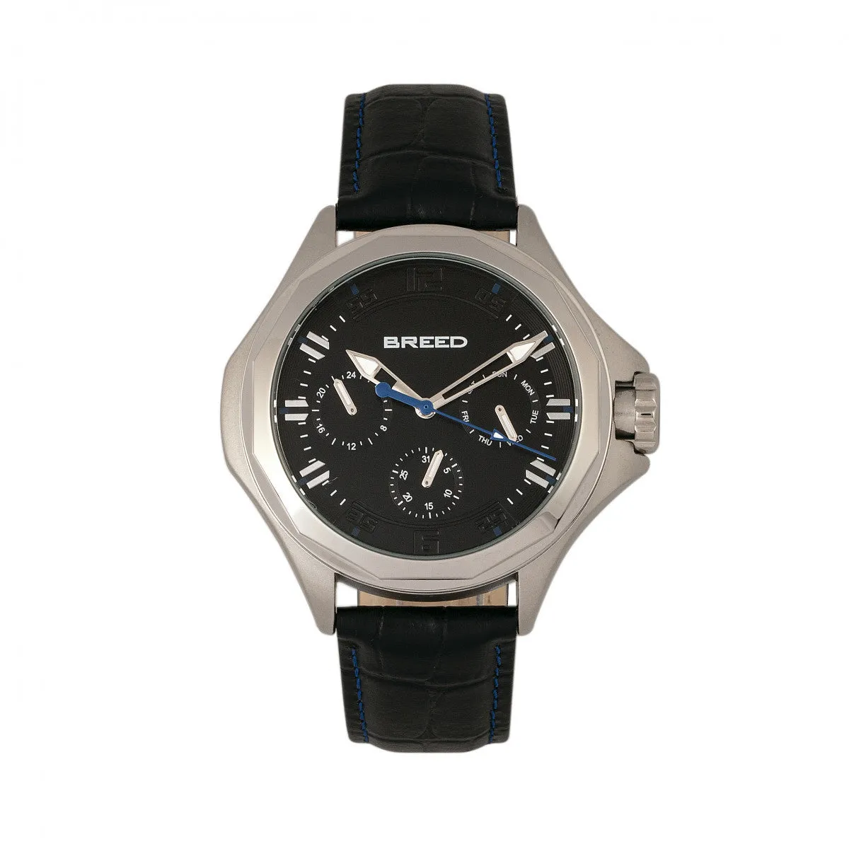 Breed Tempe Leather-Band Watch w/Day/Date