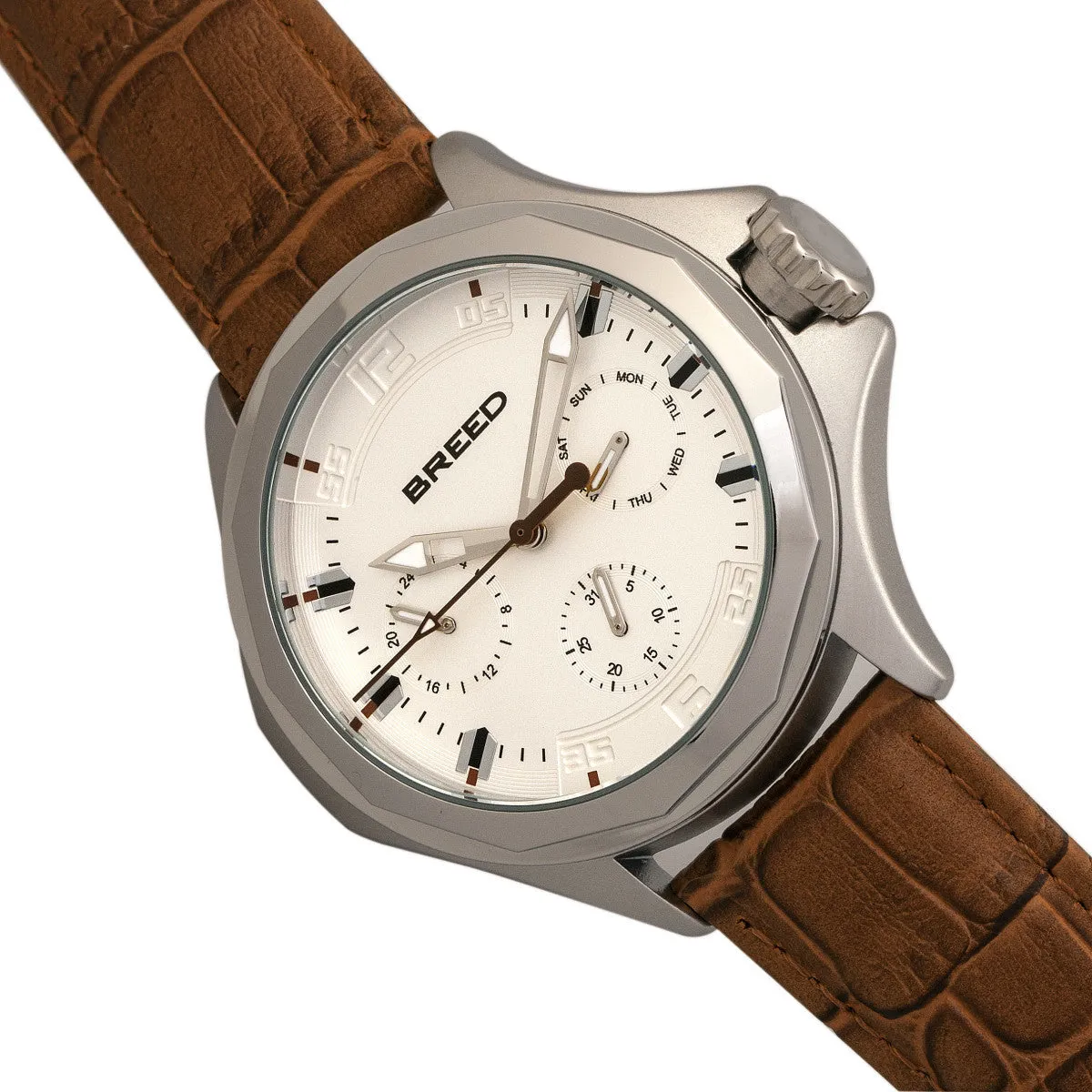 Breed Tempe Leather-Band Watch w/Day/Date