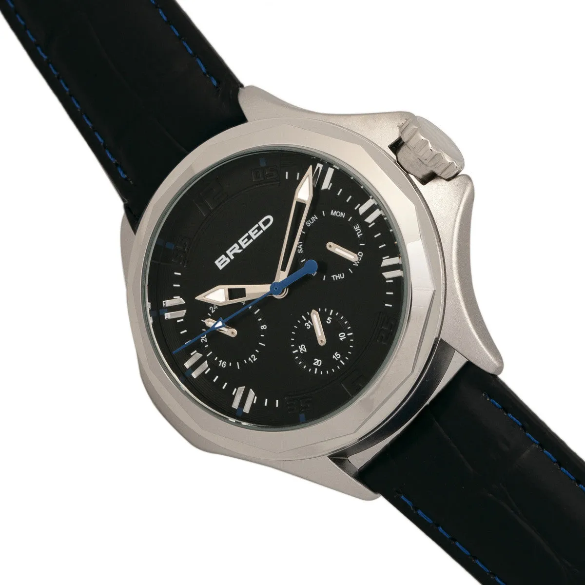 Breed Tempe Leather-Band Watch w/Day/Date
