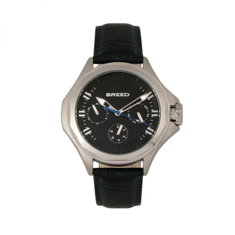 Breed Tempe Leather-Band Watch w/Day/Date