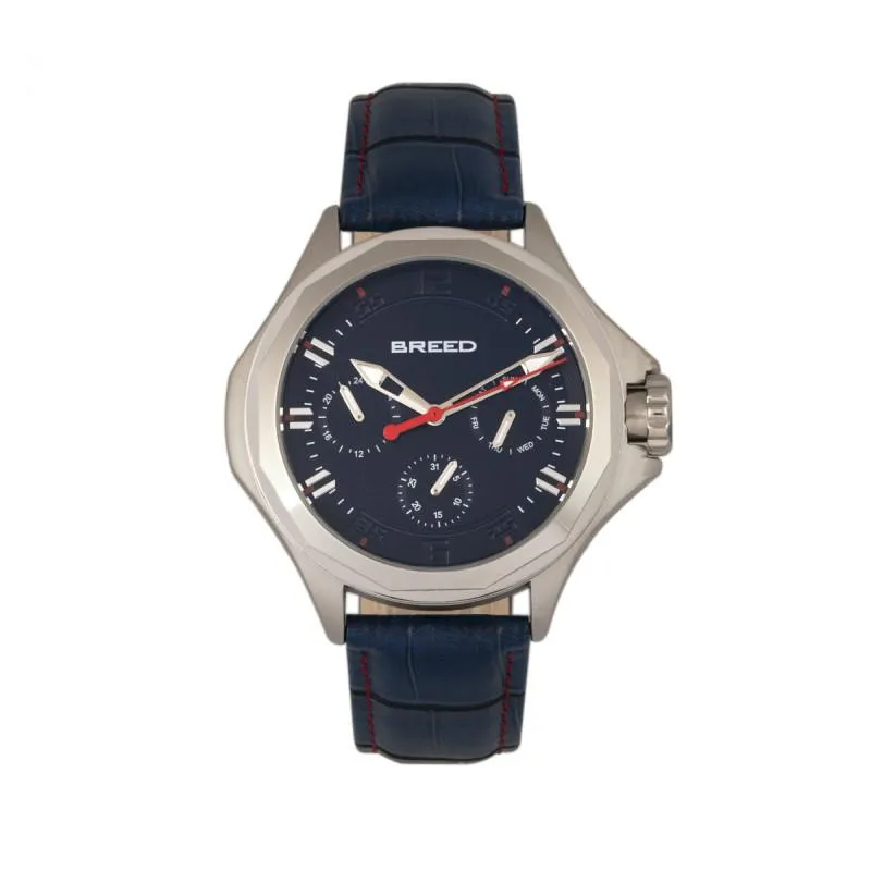 Breed Tempe Leather-Band Watch w/Day/Date