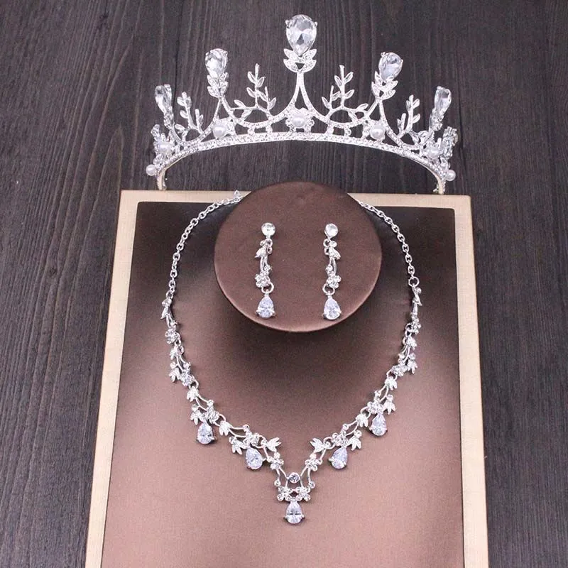 Bridal Crown Necklace Wedding Set
