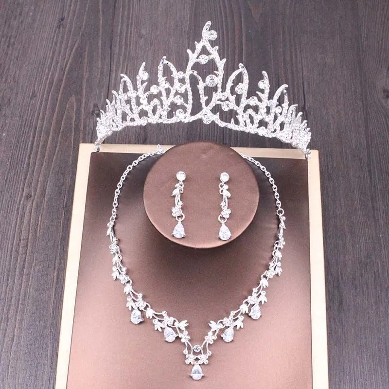Bridal Crown Necklace Wedding Set