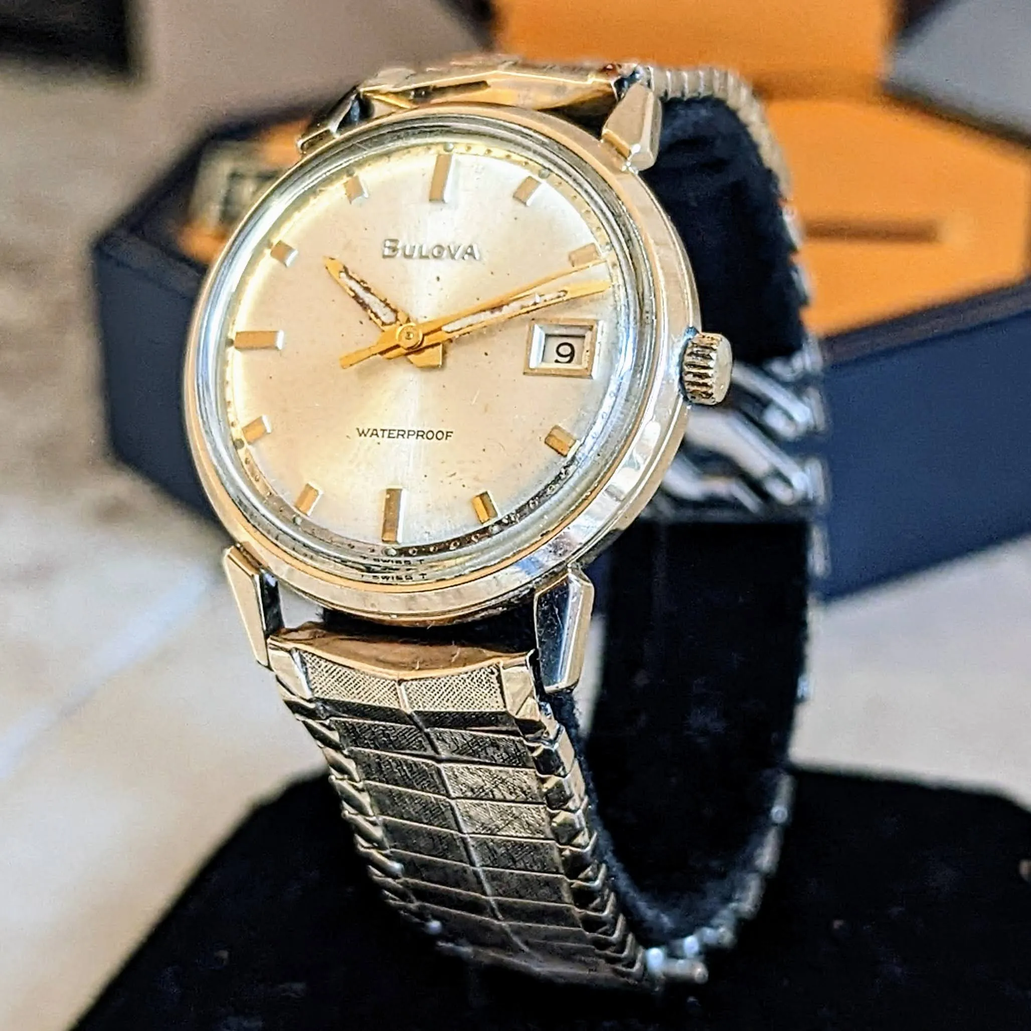 BULOVA 1968 President “B” Watch Date Indicator 10K GF Wristwatch - In BOX!