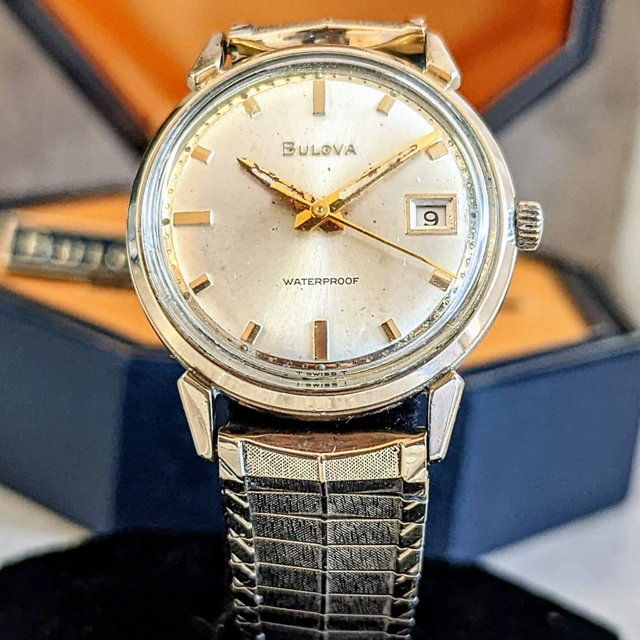 BULOVA 1968 President “B” Watch Date Indicator 10K GF Wristwatch - In BOX!