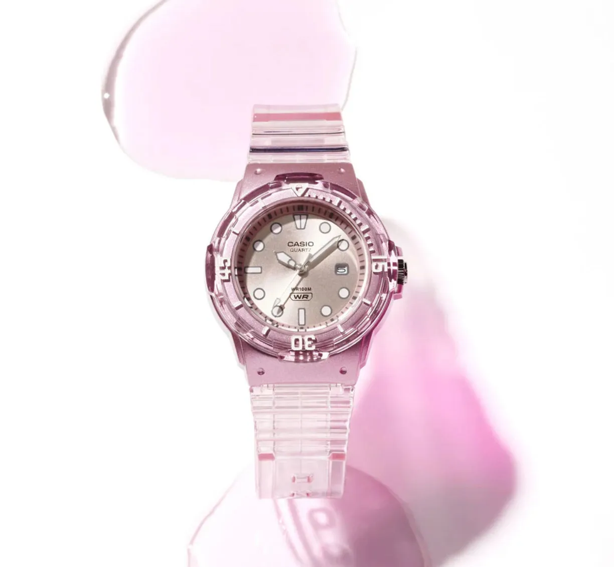 Casio Ladies Ana Transparent Pink Resin Watch