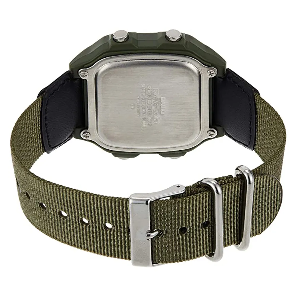 Casio Mens Grey Dial Green Nylon Band Digital Automatic Watch - AE-1200WHB-3BVDF