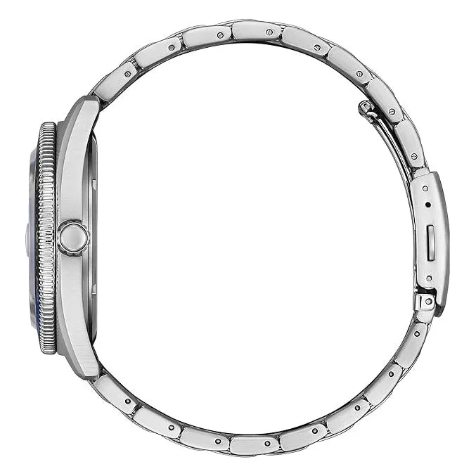 Citizen Men's Blue Dial Silver-tone Stainless Steel Band Analog Eco-Drive Watch - AW1761-89L