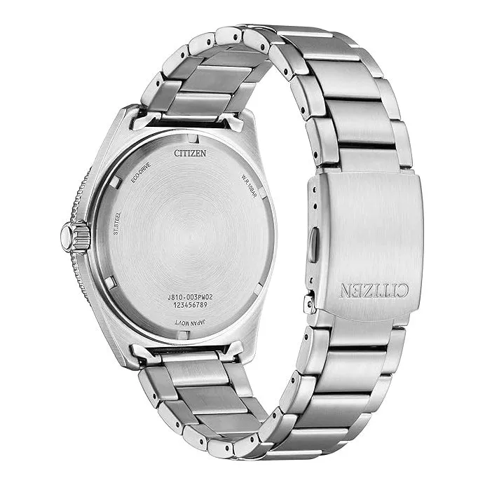 Citizen Men's Blue Dial Silver-tone Stainless Steel Band Analog Eco-Drive Watch - AW1761-89L