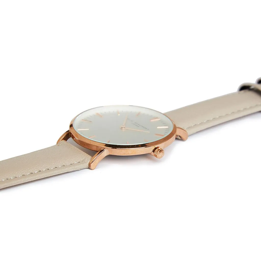 Classic large watch with pale grey strap