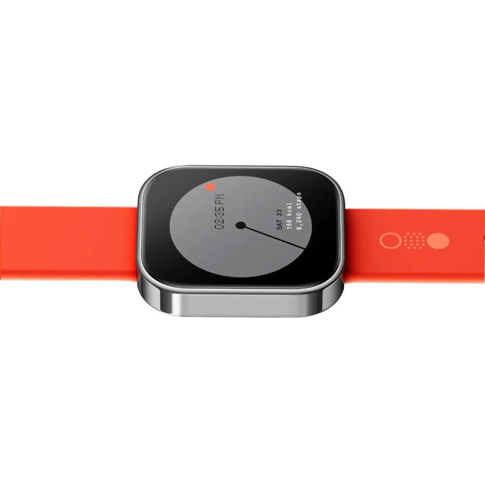 CMF Watch Pro D395 Smart Watch (40mm - GPS) Metallic Gray Aluminum Case With Orange Silicone Strap