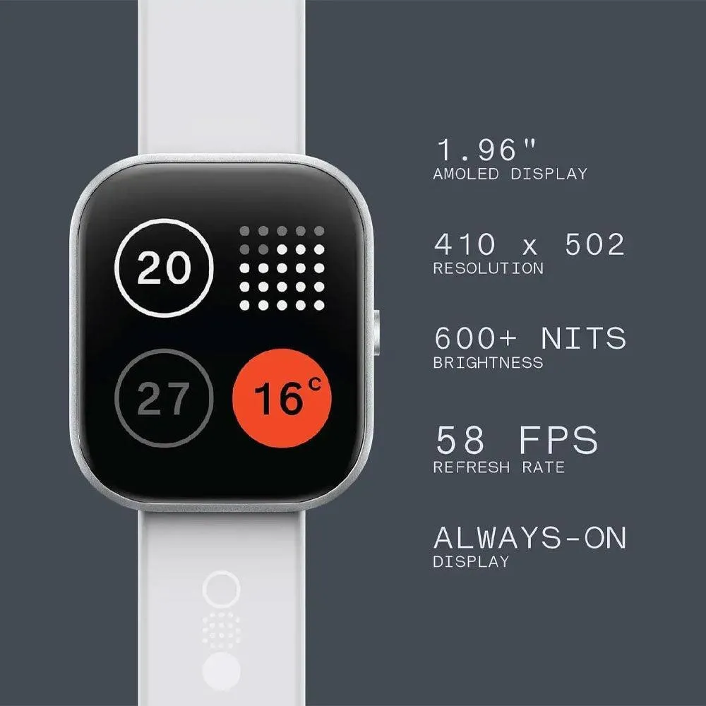 CMF Watch Pro D395 Smart Watch (40mm - GPS) Metallic Gray Aluminum Case With Orange Silicone Strap