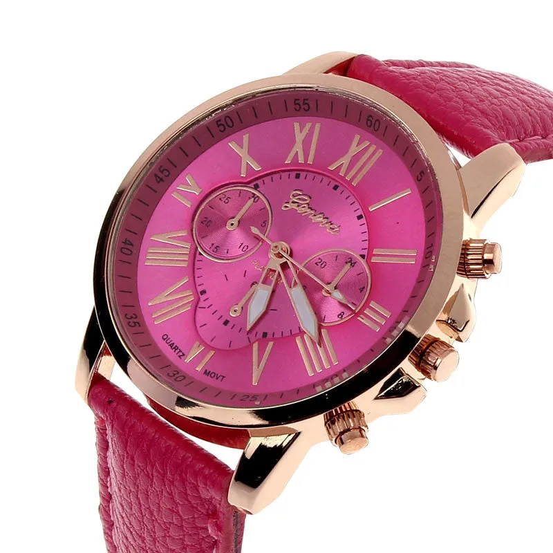 Creative Fashion Watch Roman Numerals Faux Leather Analog Quartz Wach Women Wrist Watch