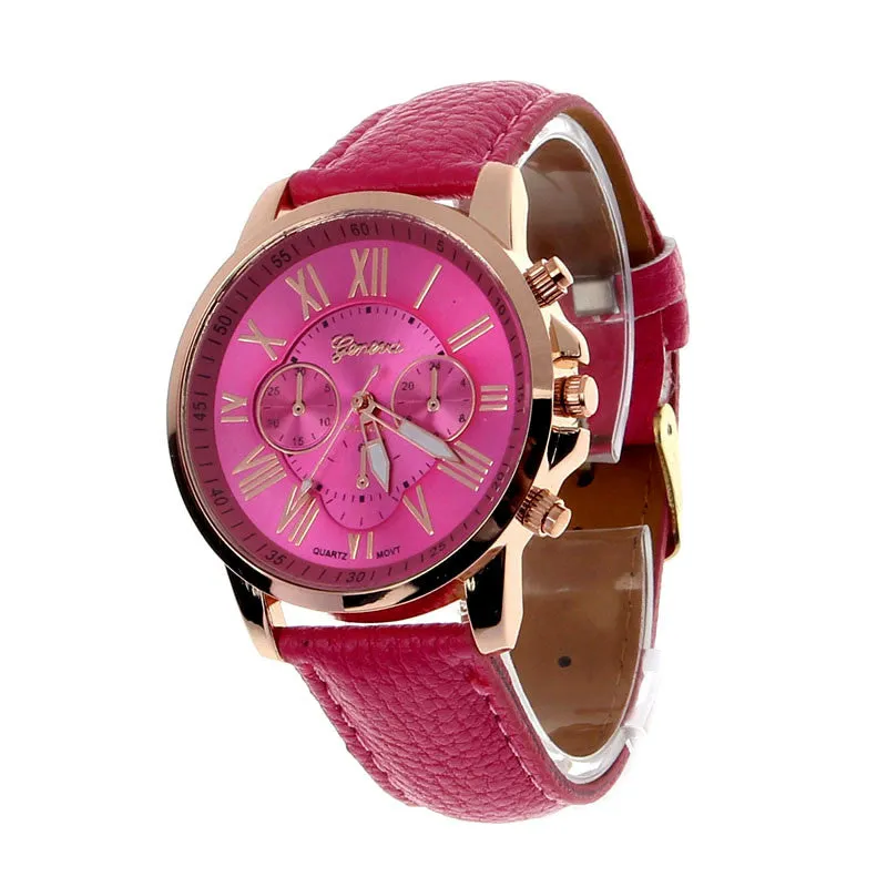 Creative Fashion Watch Roman Numerals Faux Leather Analog Quartz Wach Women Wrist Watch