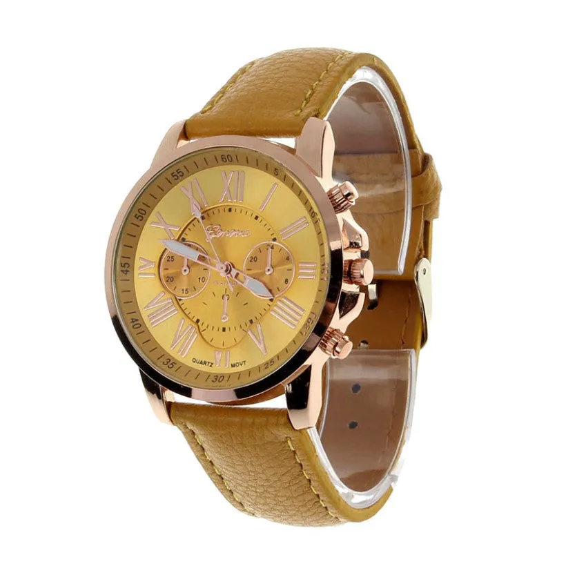 Creative Fashion Watch Roman Numerals Faux Leather Analog Quartz Wach Women Wrist Watch