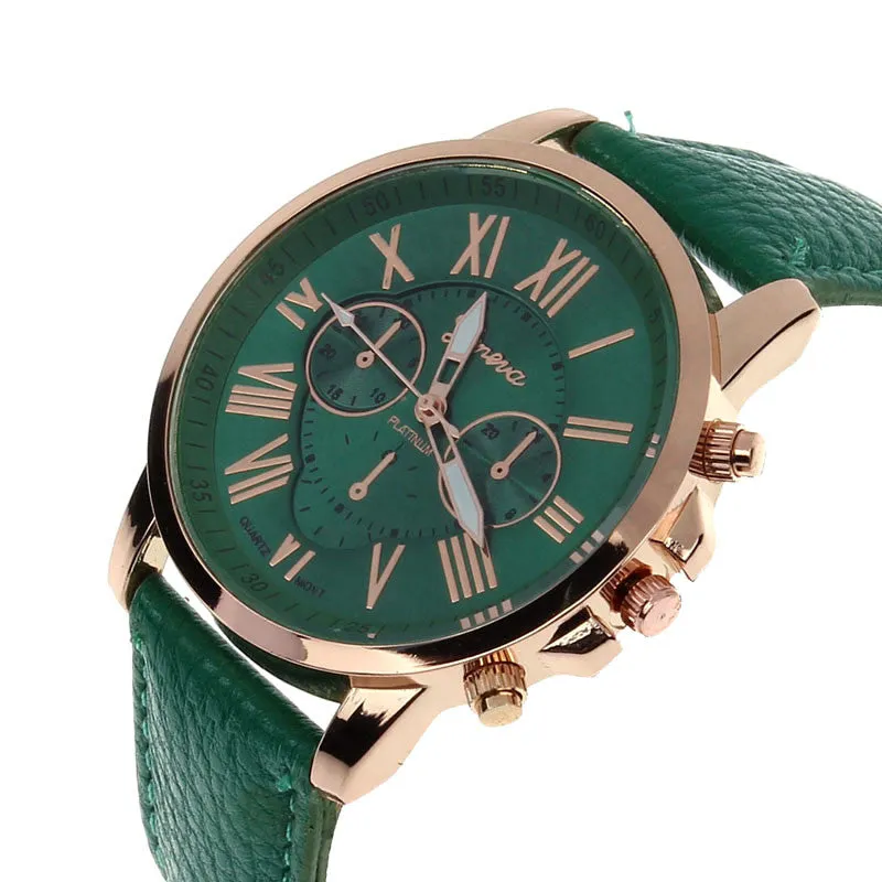Creative Fashion Watch Roman Numerals Faux Leather Analog Quartz Wach Women Wrist Watch